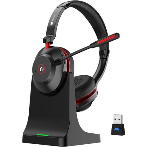 Bluetooth Headset Wireless Headset with Microphone Dual Noise Canceling & USB Dongle 45H QCC Blu
