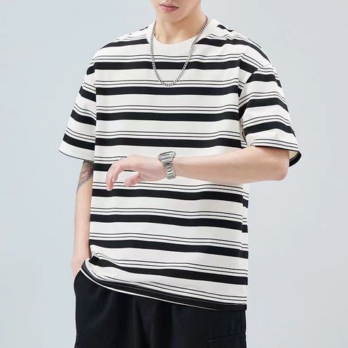 휠렉스 남자 여름 반팔 줄무늬 티셔츠 J114