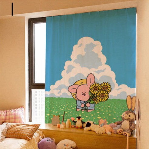 LONGNA 가리개 커튼 찍찍이 부착형 주방 창문 도어커튼 인테리어, M, 70*120cm