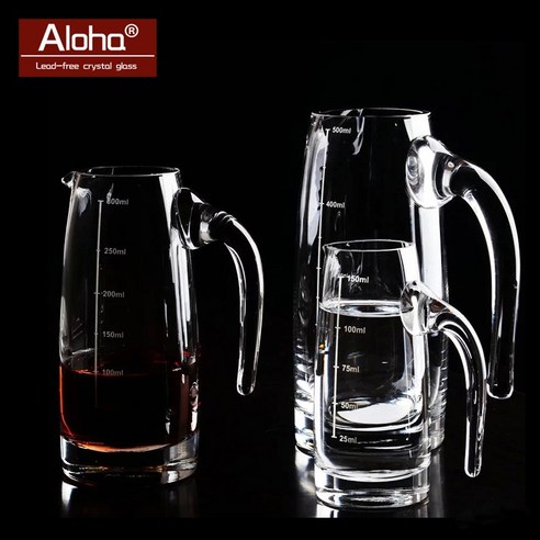 계량컵 ALOHA크리스탈 유리 눈금 술 술따르는기기 와인 디켄터 공평한, T04-500ml(눈금)