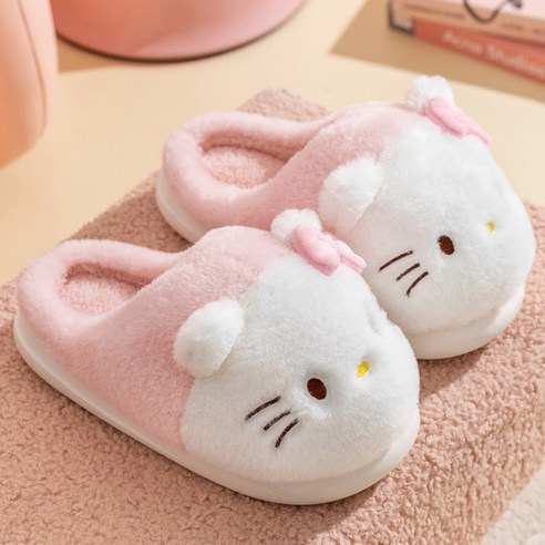 수능선물  산리오 귀쫑끗 여성 겨울 슬리퍼 사무실 슬리퍼 주니어 어린이 거실화