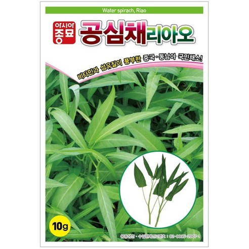 [모종심는아빠] 비타민과 섬유질이 풍부한 중국 동남아 국민채소 공심채 리아오 씨앗 10g, 1개