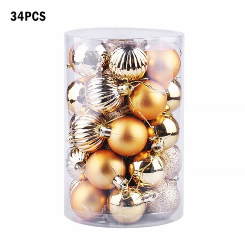 34pcs 크리스마스 공 크리스마스 트리 매달려 플라스틱 장식 공 홈 오피스 크리스마스 웨딩 휴일 장식, type0