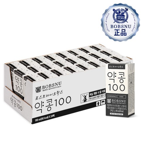 서울대 밥스누 이기원교수 연구개발 포스트바이오틱스 약콩100 콩물두유 한끼대용, 190ml, 24개