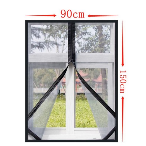 [RichMagic] 창문 용 모기장 여름 방충 커튼 이동식 가정용 스크린 도어 보이지 않는 맞춤형 지퍼 모기장, Black mesh, 색깔15