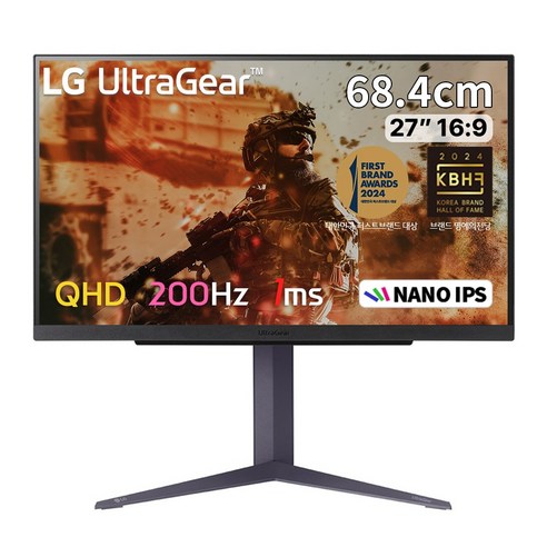 [LG전자 공식인증점] LG 27GS85Q 27인치 게이밍모니터 울트라기어 나노IPS QHD 200Hz(O/C) 1ms HDR지원 지싱크 호환