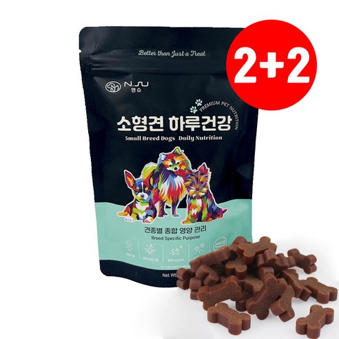 1+1 썬더펫 앤슈 소형견 하루 건강 간식 – 영양 간식 및 기능성 피부, 관절, 눈 지원, 뉴트리탑 6g x 30개입 (180g) 2박스 강아지 간식