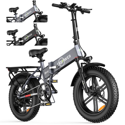 2023년 DEEPOWER 전기 자전거 48V 1000W 20AH PAS MTB 산악전기자전거 시마노 7단 변속 55KM/H 20인치 팻바이크 -관세 포함, 블랙