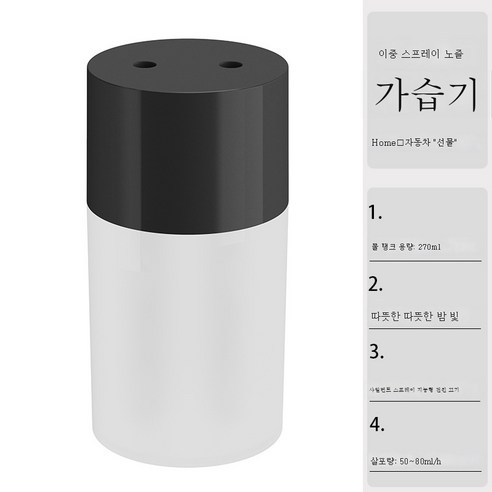 DFMEI 듀얼 제트 가습기 USB 가정용 차량용 가습기, 117 듀얼 스프레이 포트 가습기 - 블랙, USB 플러그인 버전