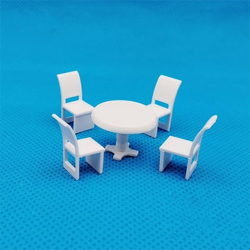 흰색 테이블 의자 세트 DIY 화분 디오라마 만들기 재료 소품 미니어처, 1.원형 테이블 의자 세트