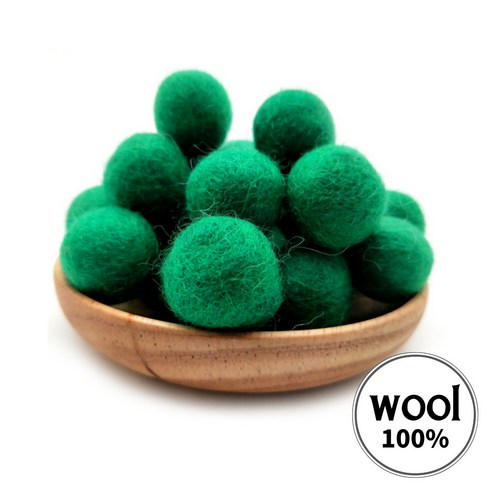 아트위브 DIY 2cm 울 칼라 양모볼 펠트 공예 양모공 폼폼이 만들기 재료, 10개, 35. 그린 (2cm)