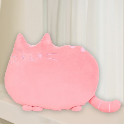 고양이 캐릭터 쿠션, 진한핑크