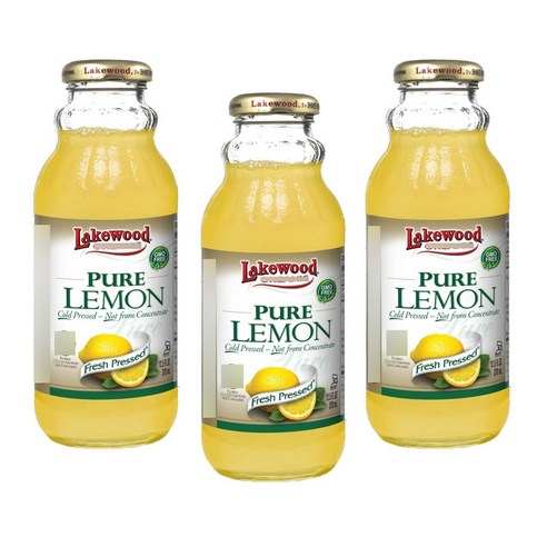 레이크우드 퓨어 레몬 프루트 주스, 370ml, 3개