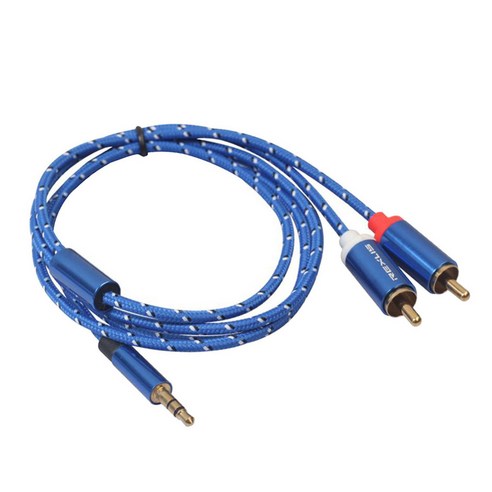 Ursmart 3.5mm 수-RCA 수 코드 Male-2 Male Amp 라인 3.5mm 남성-RCA 남성 케이블, {"사이즈":"1m"}, {"색상":"블루"}, {"수건소재":"설명"}