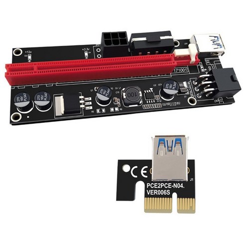Etase 6Pcs Pci-E 어댑터 카드 Ver009S PCI-E 1X ~ 16X 6Pin/4Pin USB 그래픽 확장 케이블 광산 기계, 라이저 6핀