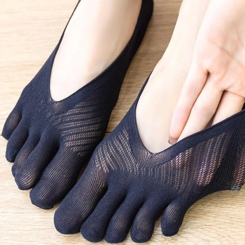 데브 안벗겨지는 여성 발가락 양말 덧신, 5켤레, 블랙