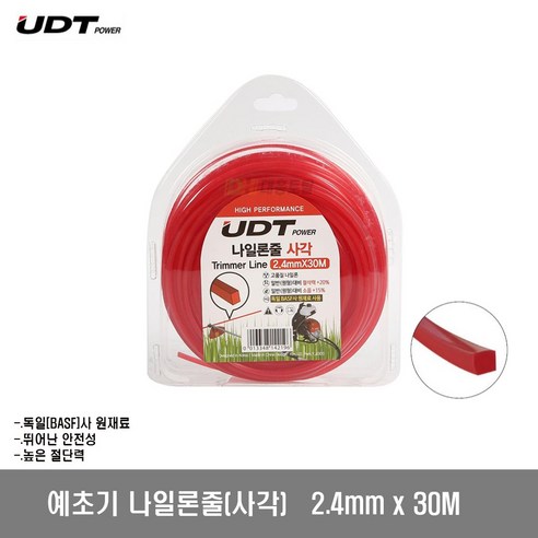 [UDT]예초기나일론줄 사각 2.4mmx30M, 1개