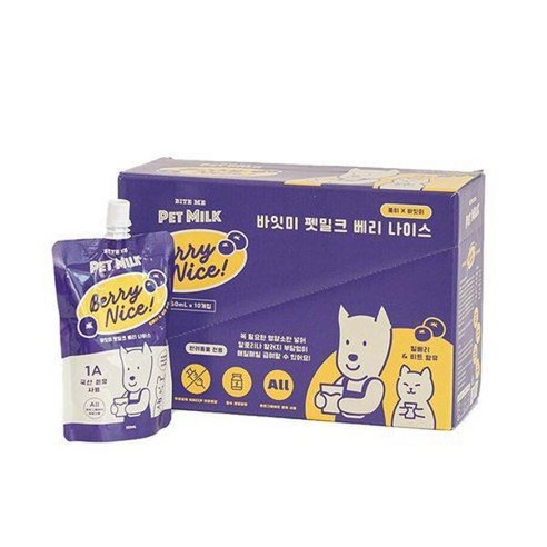 바잇미 펫플루언서 반려동물 풍이 펫밀크 베리 나이스 음료 150ml x 10p, 1개, 우유