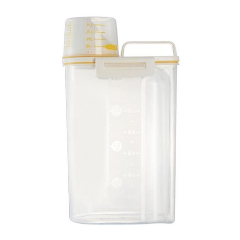 시리얼 용기 밀폐형 디자인의 식품 보관 용기 주둥이 측정 컵 BPA-Free 건조 식품 쌀 스낵용 시리얼 디스펜서 건조, 2.5L 옐로우, PP
