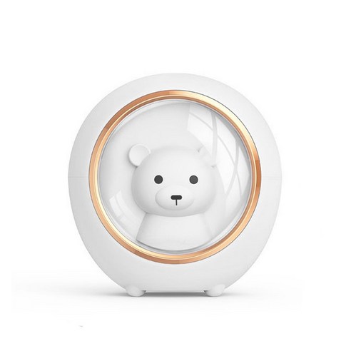 2021 미니 귀여운 USB 가습기 가정용 무음 칠색 야등 우주 귀여운 곰 가습기, 우주 곰 흰색