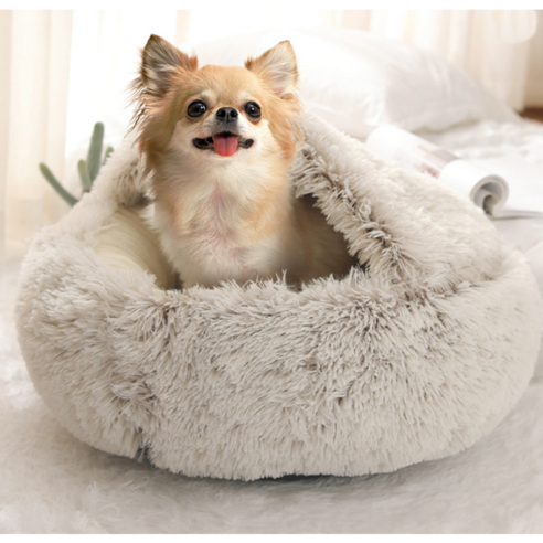 강아지 고양이 이불방석 애견쿠션 도넛 마약방석, 화이트브라운