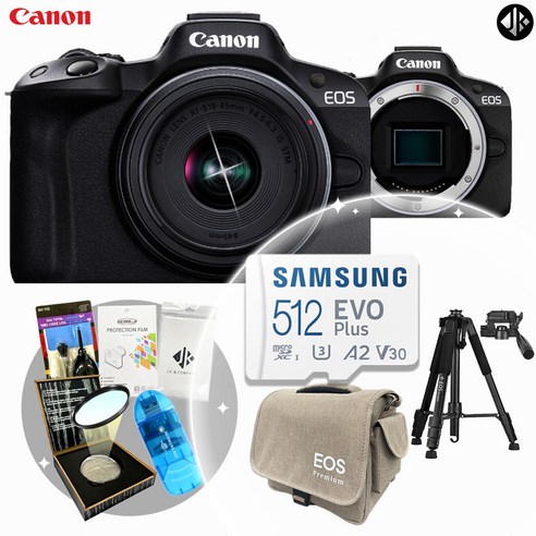 [포토리뷰이벤트] 캐논 EOS R50 블랙+ RF-s 18-45mm F4.5-6.3 IS KIT +악세사리 8종 패키지 (512GB 메모리 + MCUV 필터 포함)_WJK