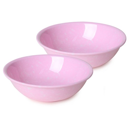 레트로 분식 그릇 포장마차 떡볶이 라면 캠핑 접시, 핑크, 레트로그릇, 2개