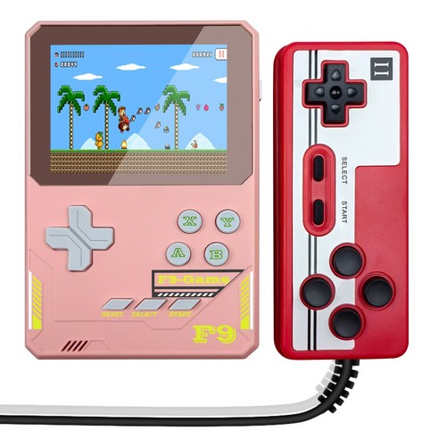 PYHO 레트로게임기 6000mAh 고속충전 보조배터리 내장 500종 고전게임 3.5인치 대화면, 핑크색(2인)