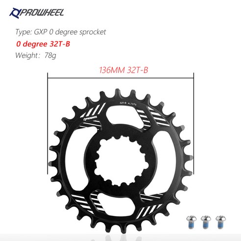 PROWHEEL 산악 자전거 GXP 체인 링 Sram NX XX XX1 X9 XO GX 크랭크 셋 MTB 부품 용 28T/30T/32T/34T/36T/38T 체인 휠 AL7075, MPX12 B 32T(0)