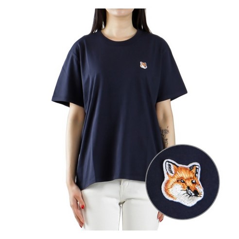메종키츠네 여성 폭스헤드 반팔 티셔츠 (AW00103KJ0005 NAVY) 메종키츠네반팔티 메종키츠네 여성 폭스헤드 반팔 티셔츠 (AW00103KJ0005 NAVY) 메종키츠네반팔티