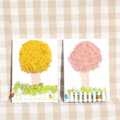 스칸디아모스 12.5X18cm 캔버스 액자 만들기 세트 (나무) /천연이끼, 아이보리