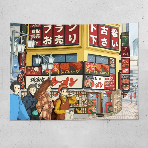 DFMEI 백그라운드 코닥 오리 괘선 주택 개조 기숙사 장식 벽보 라지 인스 괘선, DFMEI 요코하마 스트리트 수평 (두꺼운 플란넬), {"패션의류/잡화 사이즈":"70*100cm 컬렉션 무료 설치 패키지"}