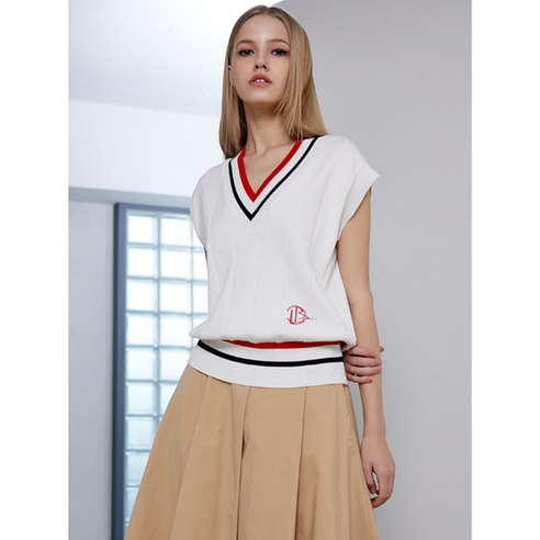 [에고이스트] [BLUE LABEL] 컬러 배색 포인트 V넥 베스트 EP2OKV01