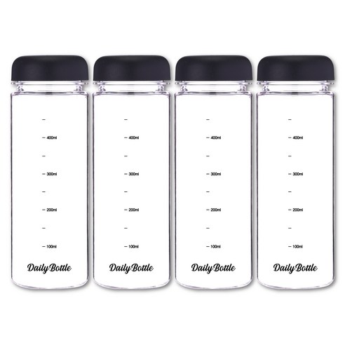 위드 눈금물병 페트 마이보틀 500ml 4P, 블랙, 1세트