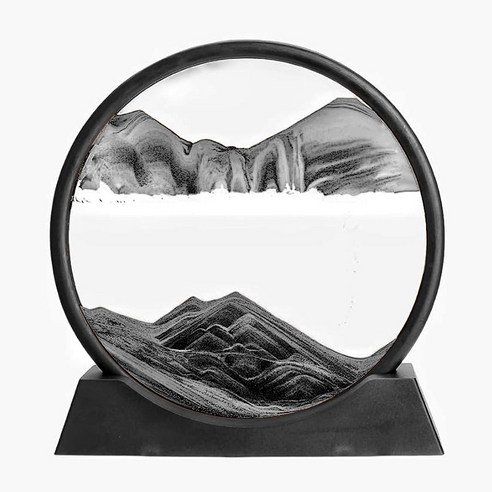 바른리빙 샌드아트액자 모래시계 모래액자 18cm, 블랙프레임-블랙