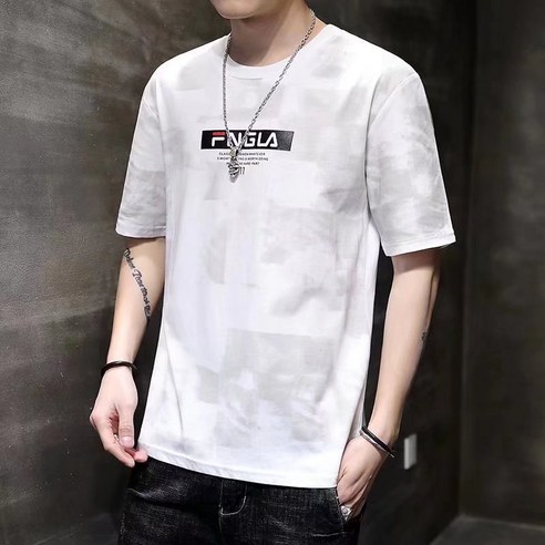 DFMEI 년 여름 신상품 남성 반팔 티셔츠 한국 패션 레이블의 의상 라운드넥 남성 반팔 패션 티셔츠