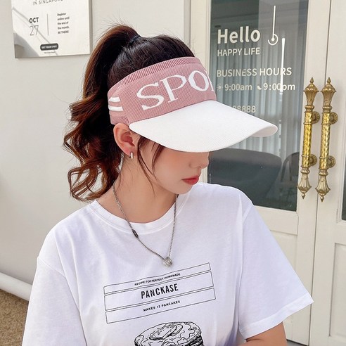 DFMEI 빈티지 썬캡 여성 썬캡 아웃도어 스포츠 썬캡 한국판 니트 베이스볼 캡 모자, DFMEI 스포트 롱기장[핑크】