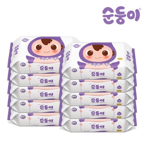 순둥이 프리미엄 엠보싱 물티슈 리필형 65sgm, 70매, 20팩
