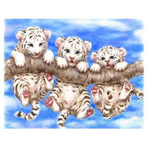 보석십자수 액자 캔버스형 50 x 40 cm DIY 풍수 해바라기 금전수 사과 엠제이에스, 1개, Y11 아기 호랑이
