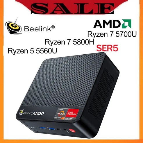 고사양미니PC 고성능 미니컴퓨터 Beelink 미니 PC 데스크탑 게이밍 컴퓨터 AMD Ryzen 5 5560U 7 5700U 5800H SER5 프로 맥스 와이파이 6 BT DDR4 16GB 500GB SSD 32GB 1T, 없음, 없음, 5)5800H 16G1T  EU