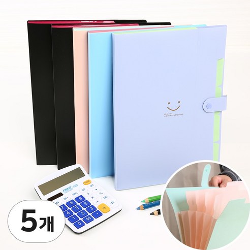 A4 포켓파일 인덱스 화일 폴더 도큐먼트 아코디언 파일 정리함 5분류, B, 5개