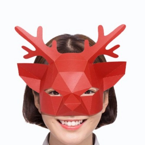 DIY종이반가면 2개입 동물반가면 종이3D가면 생일파티, [CA_065] 2개입_사슴