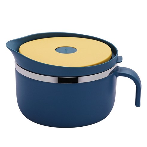 Retemporel 대용량 스테인레스 스틸 인스턴트 국수 그릇 도시락 뚜껑 식품 컵 샐러드 용기-블루, 1개, 파란색