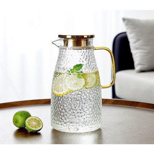 PETITBATH 대용량 스텐 뚜껑 내열유리 물병 2000ml, 아이스팟 2100ml, 5개