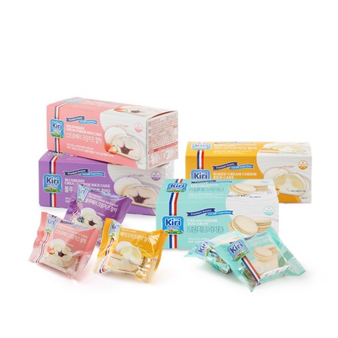 끼리 크림치즈 찰떡 6입 1박스 + 마카롱 6입 1박스 총 2박스 12개 / 택1 박스포장, 2. 찰떡 블루베리 6입 + 마카롱 6입