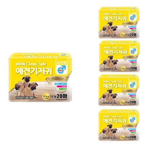 와우 크린세이프 반려견 기저귀 수컷 20p, 소형, 5개