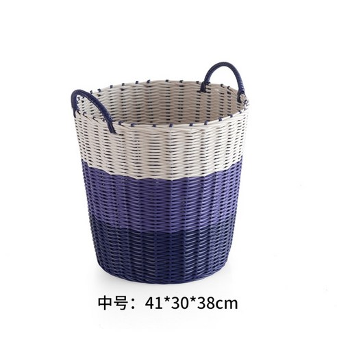 다용도 빨래함 우드 햄퍼 라탄빨래바구니 보관함, 보라색 그라데이션 중형높이 38cm