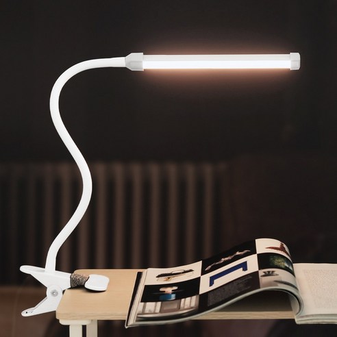 플랜룩스 라인코 집게 LED스탠드 책상 침대 독서등 USB 조명, 화이트
