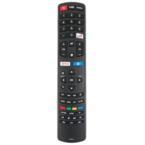 AFBEST 새로운 원격 제어 RC311S TCL 스마트 LED LCD TV 06-531W52-TY01X 교체, 옵션선택개, (193)Black