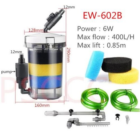 여과기 SUNSUN HW602B HW603B 매우 조용함 수족관 어항 외부 필터 캐니스터 여과 시스템 EW602B EW603B 6W 400LH, 8) HW602B 110V 60HZ S